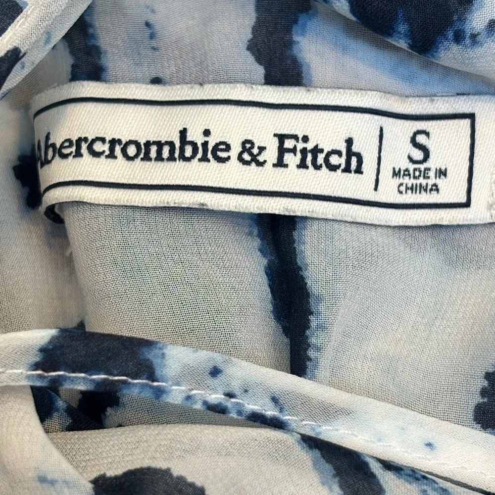Abercrombie & Fitch Tassel Maxi Dress – Sheer Blue/White Tie Dye Beach Coverup🌊